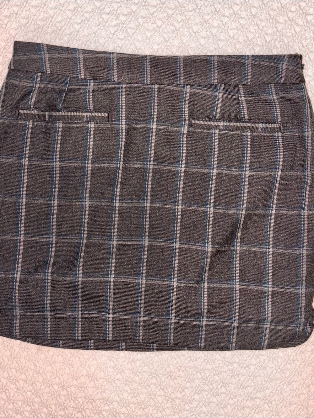 Blue gray plaid mini skirt academia women’s 28